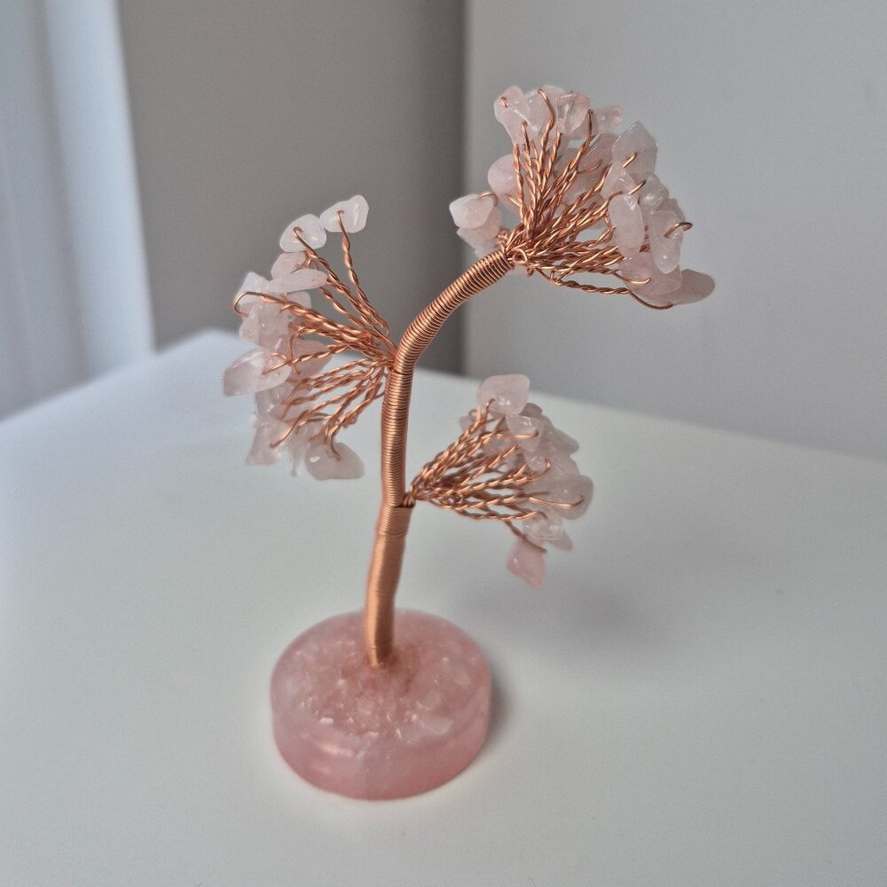 Rose Quartz Gem Tree with Gemstone Base